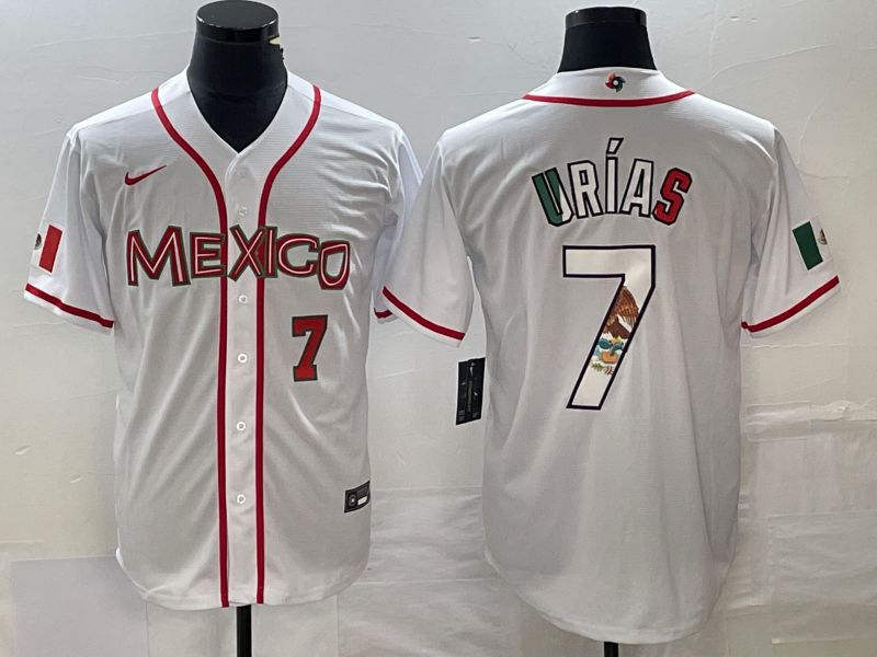 Men 2023 World Cub Mexico #7 Urias White Nike MLB Jersey72